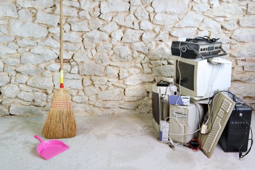 Professional house clearance workers sorting items
